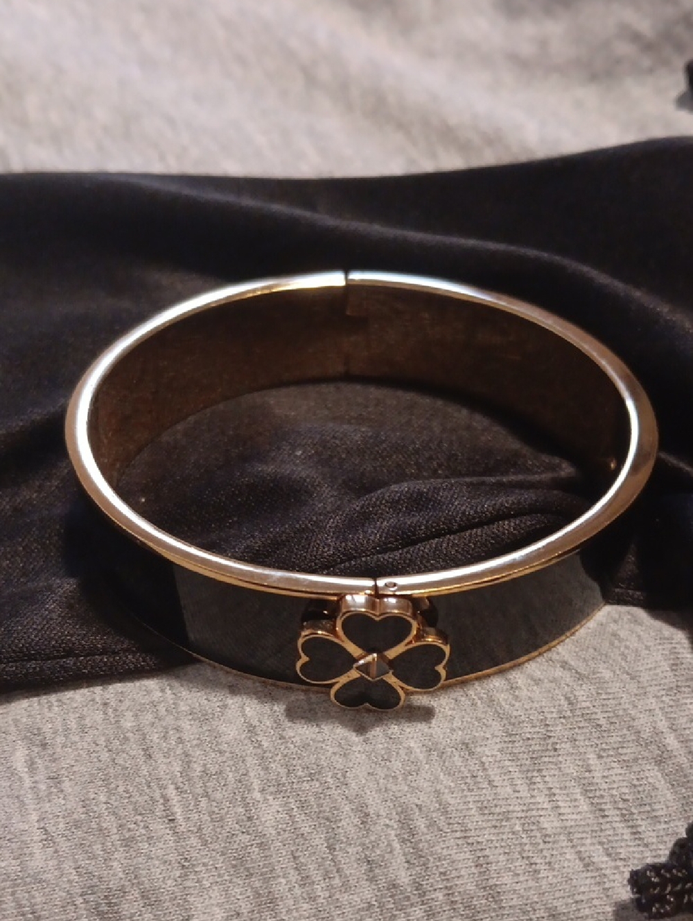 Kate Spade New York Black Gold Tone Bracelet Enamel Bangle